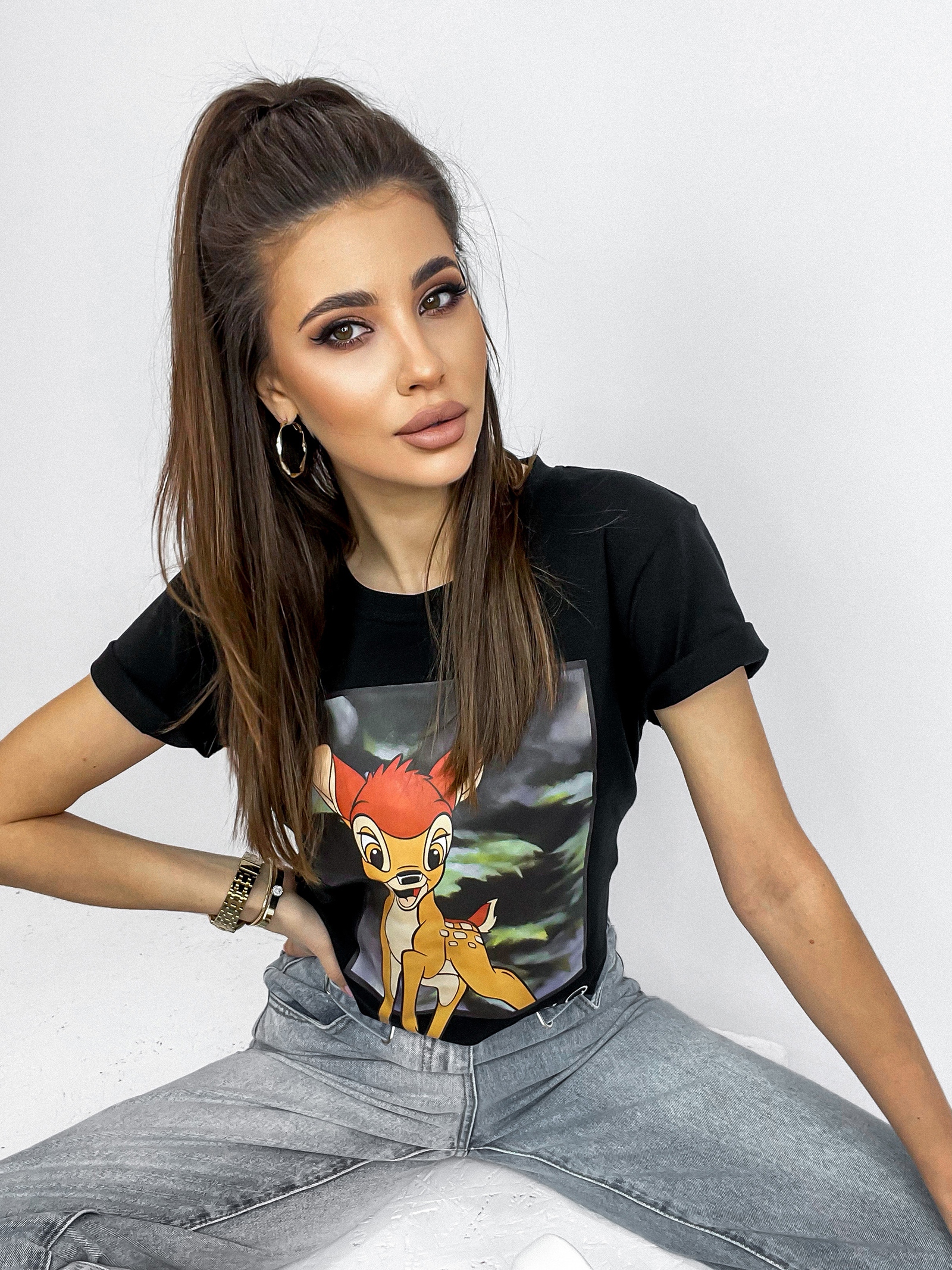 T-shirt bawełniany Sweet czarny