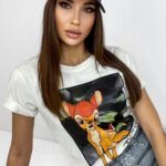 T-shirt bawełniany Sweet ecru