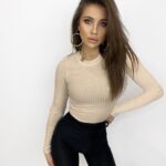 Bluzka sweterkowa dopasowana Vin beżowa