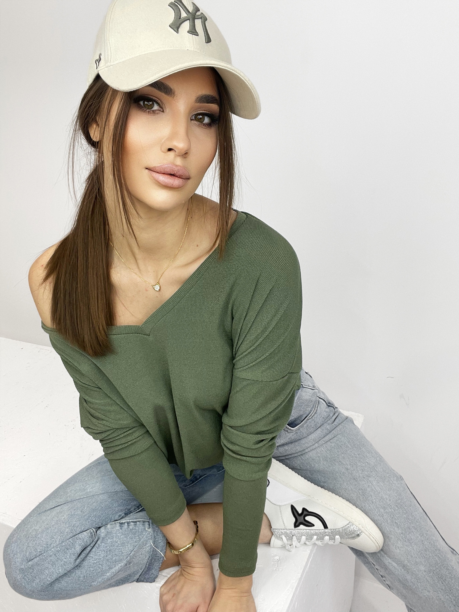 Bluzka oversize Airy khaki