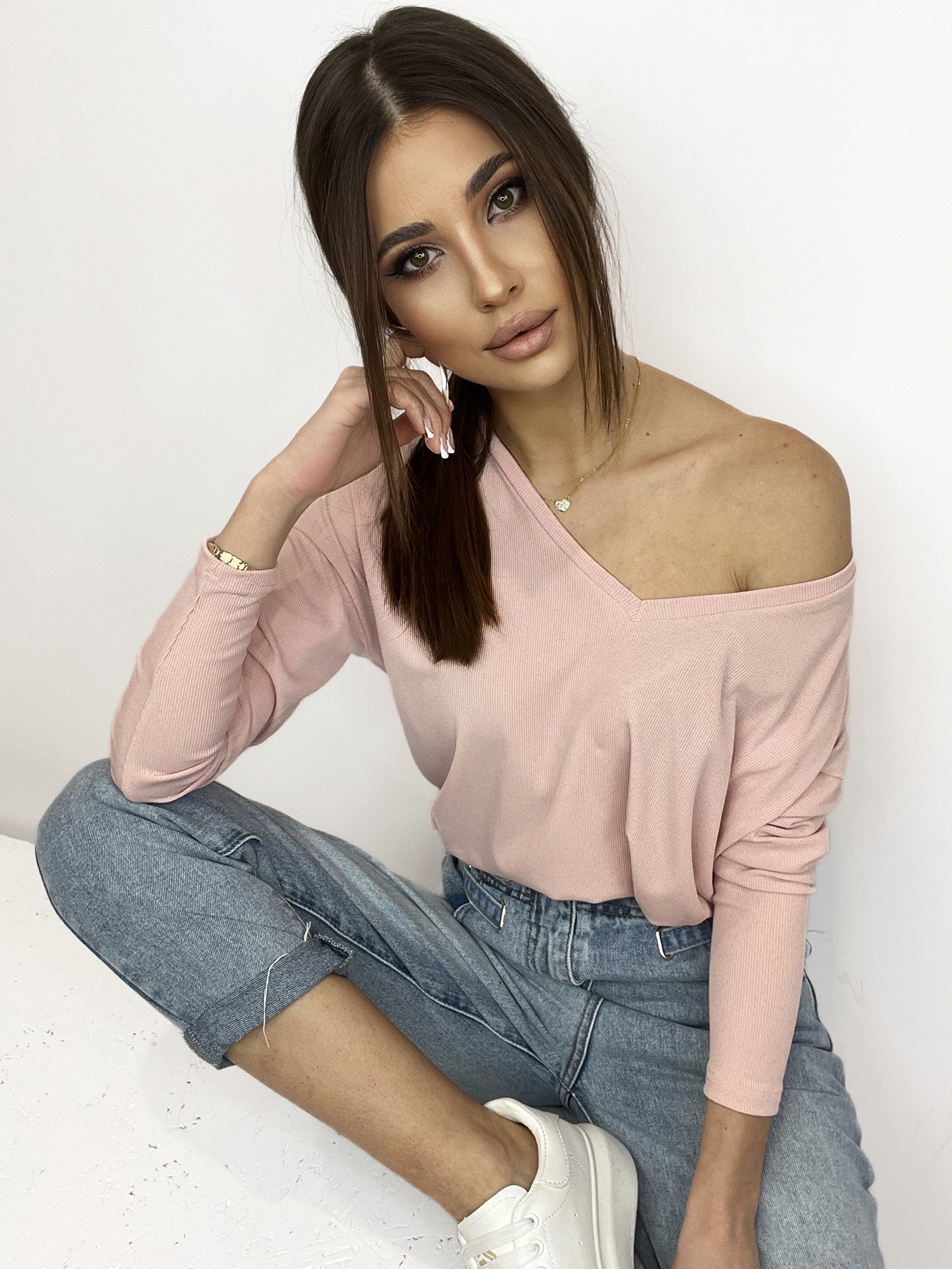 Bluzka oversize Airy pudrowa