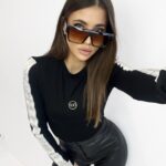 Body elastyczne z lampasem White czarne