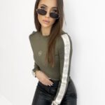 Body elastyczne z lampasem White khaki