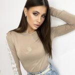 Body elastyczne z lampasem White beżowe