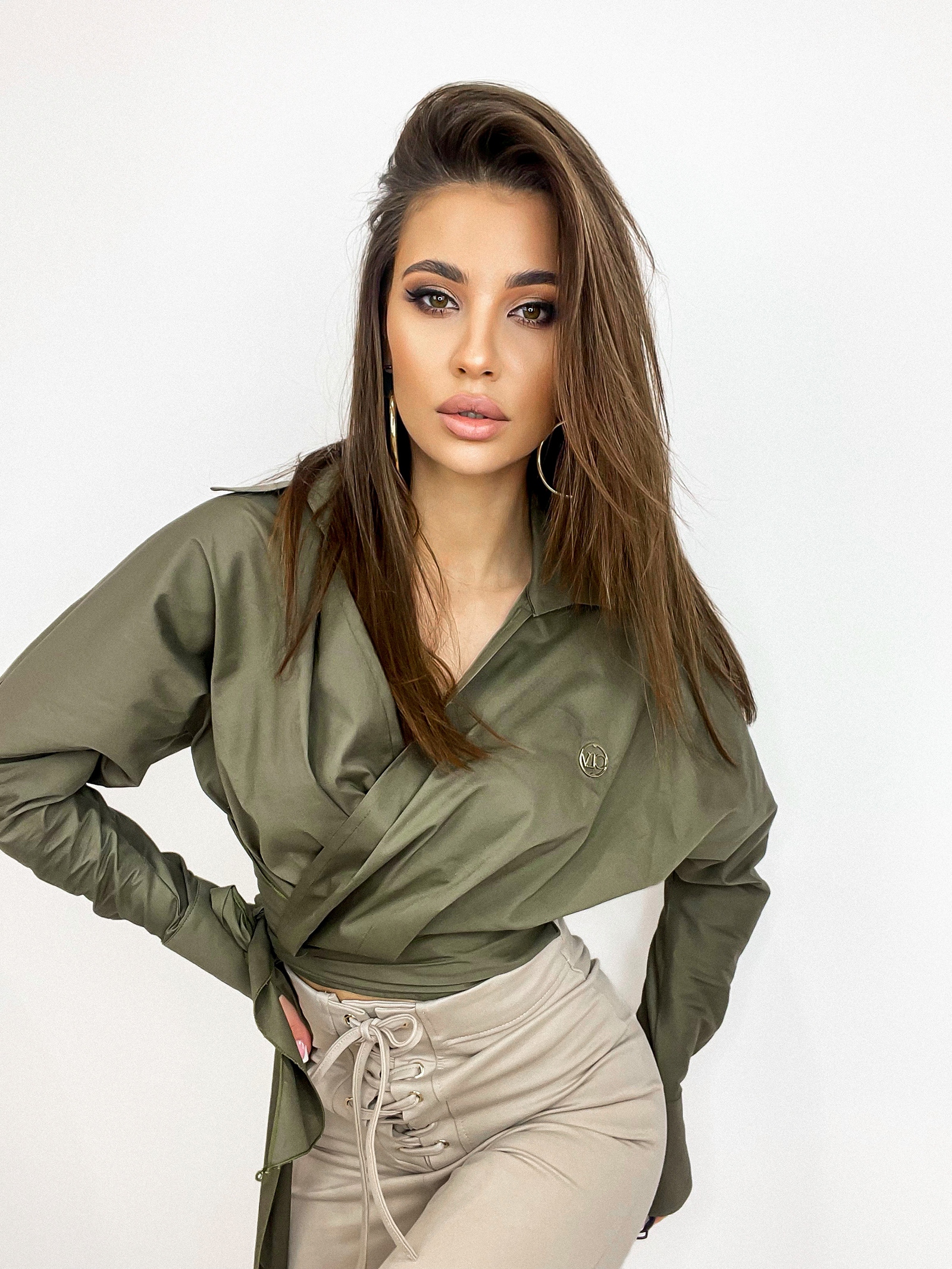 Koszula elegancka wiązana Lovely khaki