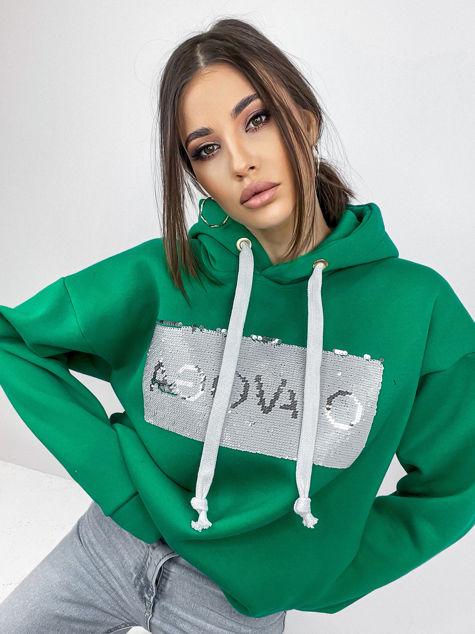 Bluza z cekinami Bling Bling zielona