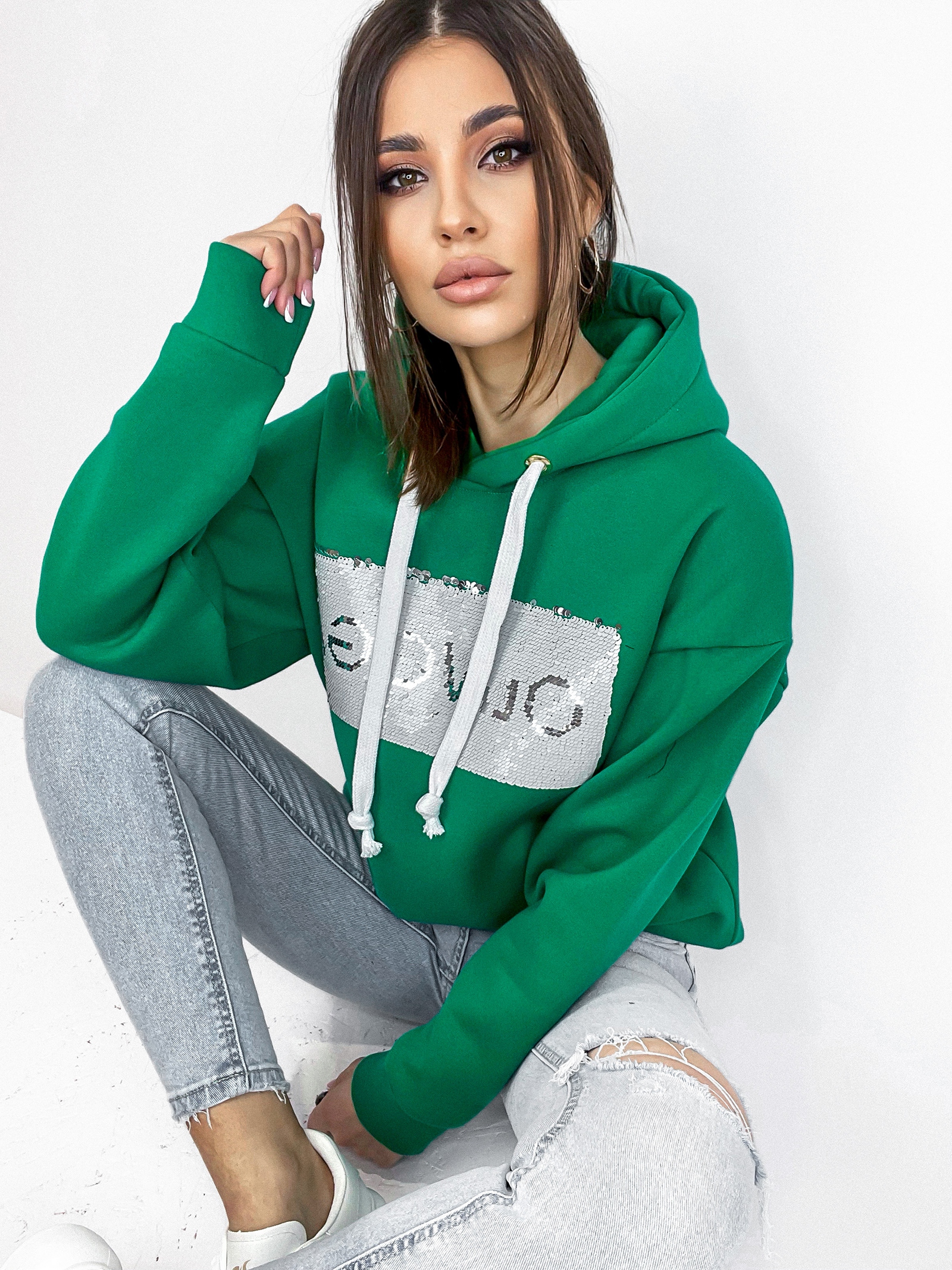 Bluza z cekinami Bling Bling zielona