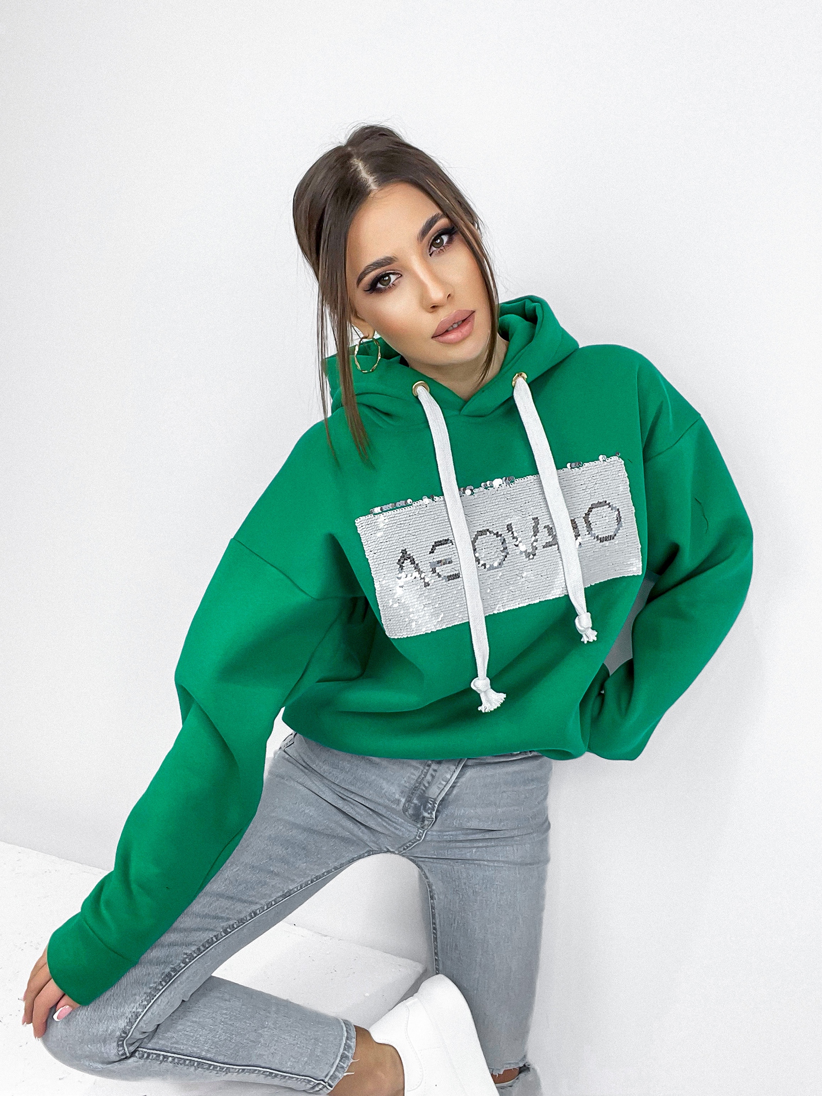 Bluza z cekinami Bling Bling zielona