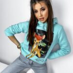 Bluza bawełniana z nadrukiem Forest błękitna