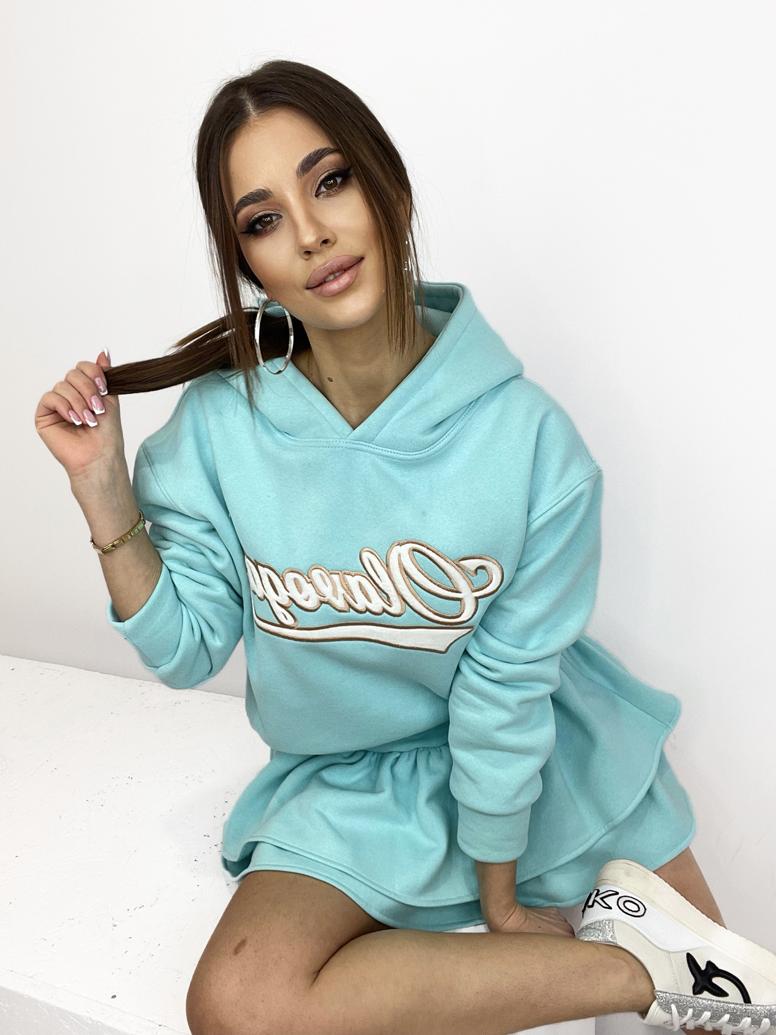 Komplet spódnico-spodenki+bluza Manhattan miętowy