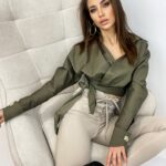 Spodnie z wiązaniem Golden Eyes beżowe