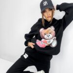 Komplet bawełniany z nadrukiem Dear czarny