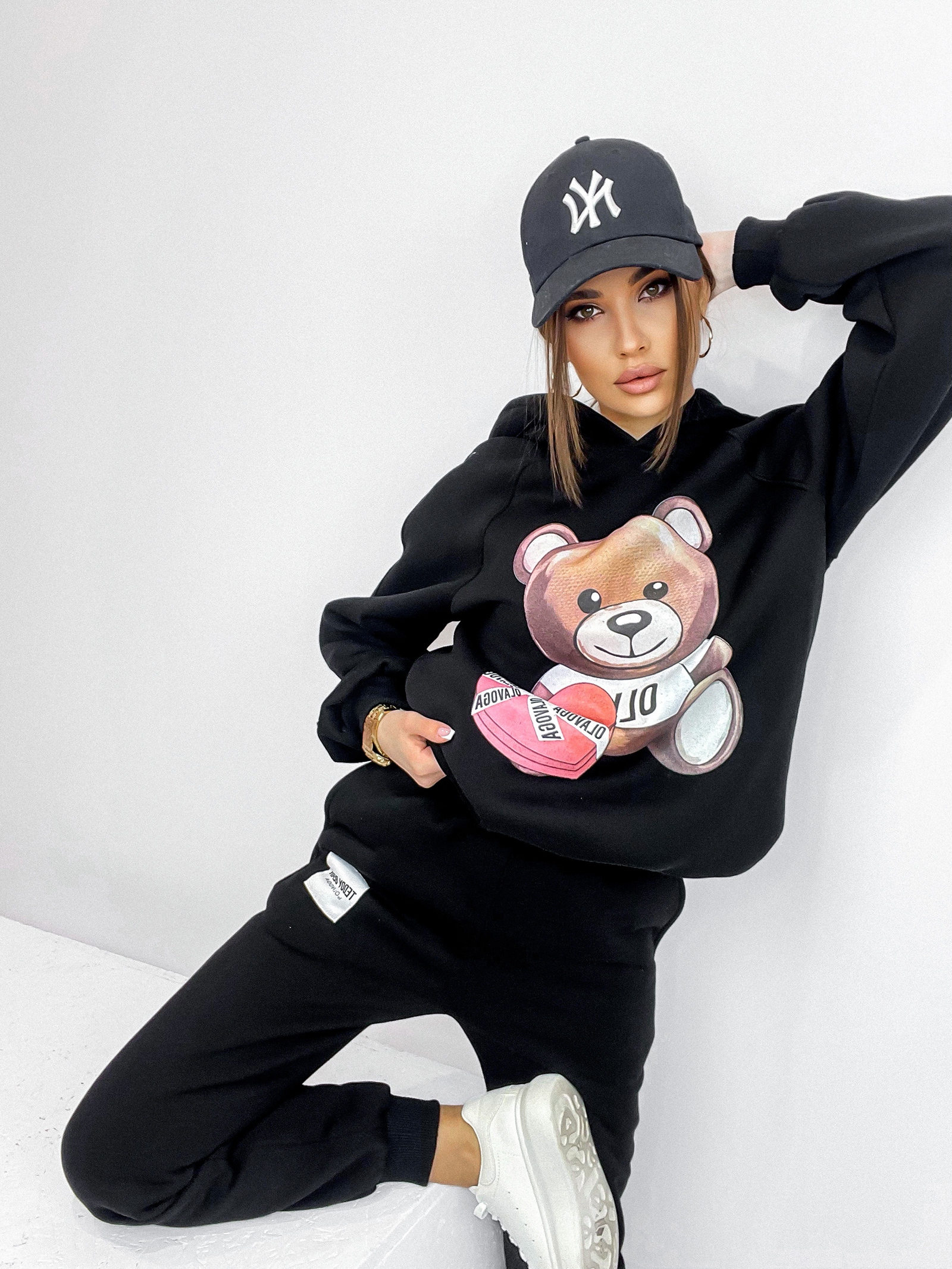 Komplet bawełniany z nadrukiem Dear czarny Komplet bawełniany z nadrukiem Dear czarny