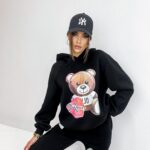 Komplet bawełniany z nadrukiem Dear czarny