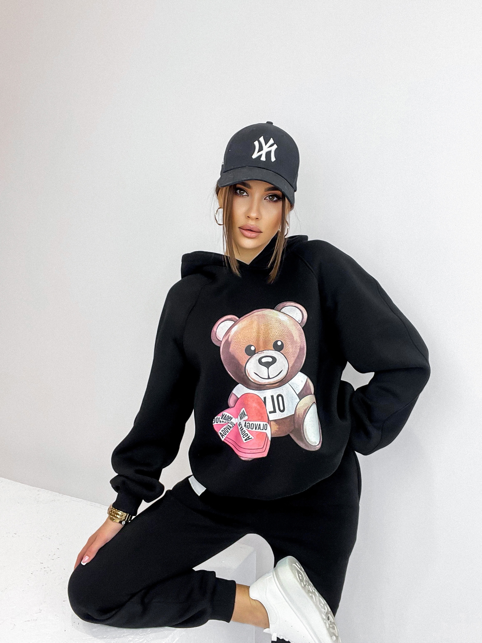 Komplet bawełniany z nadrukiem Dear czarny Komplet bawełniany z nadrukiem Dear czarny