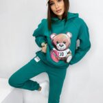 Komplet bawełniany z nadrukiem Dear miętowy