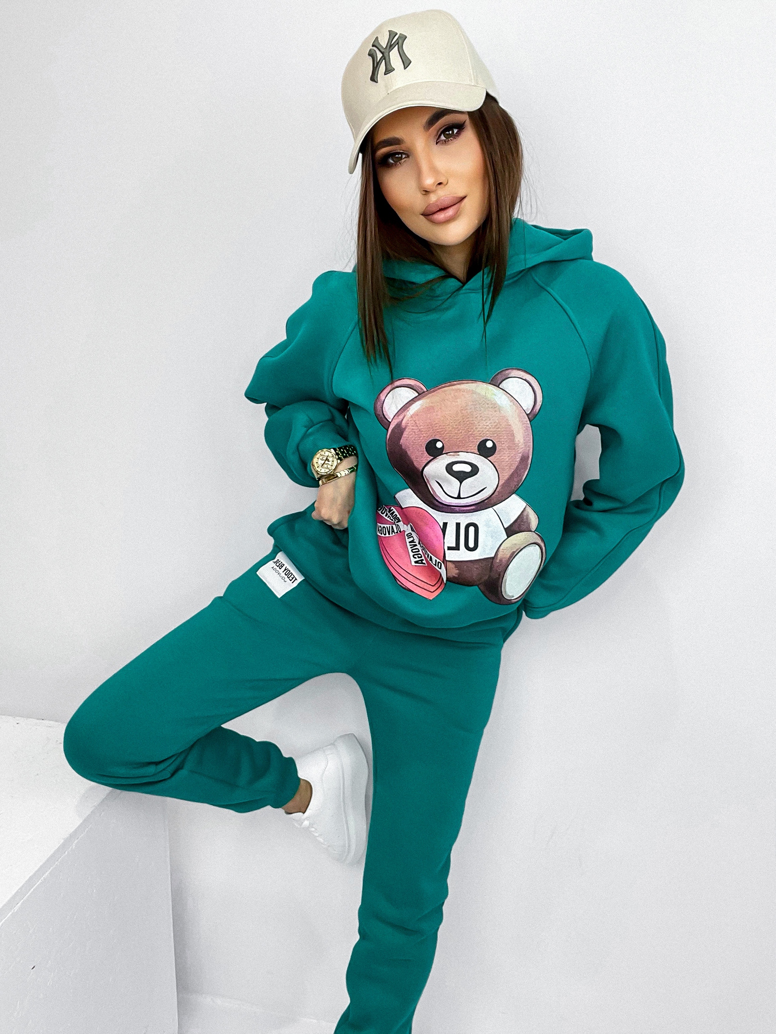 Komplet bawełniany z nadrukiem Dear miętowy Komplet bawełniany z nadrukiem Dear miętowy