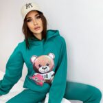 Komplet bawełniany z nadrukiem Dear miętowy