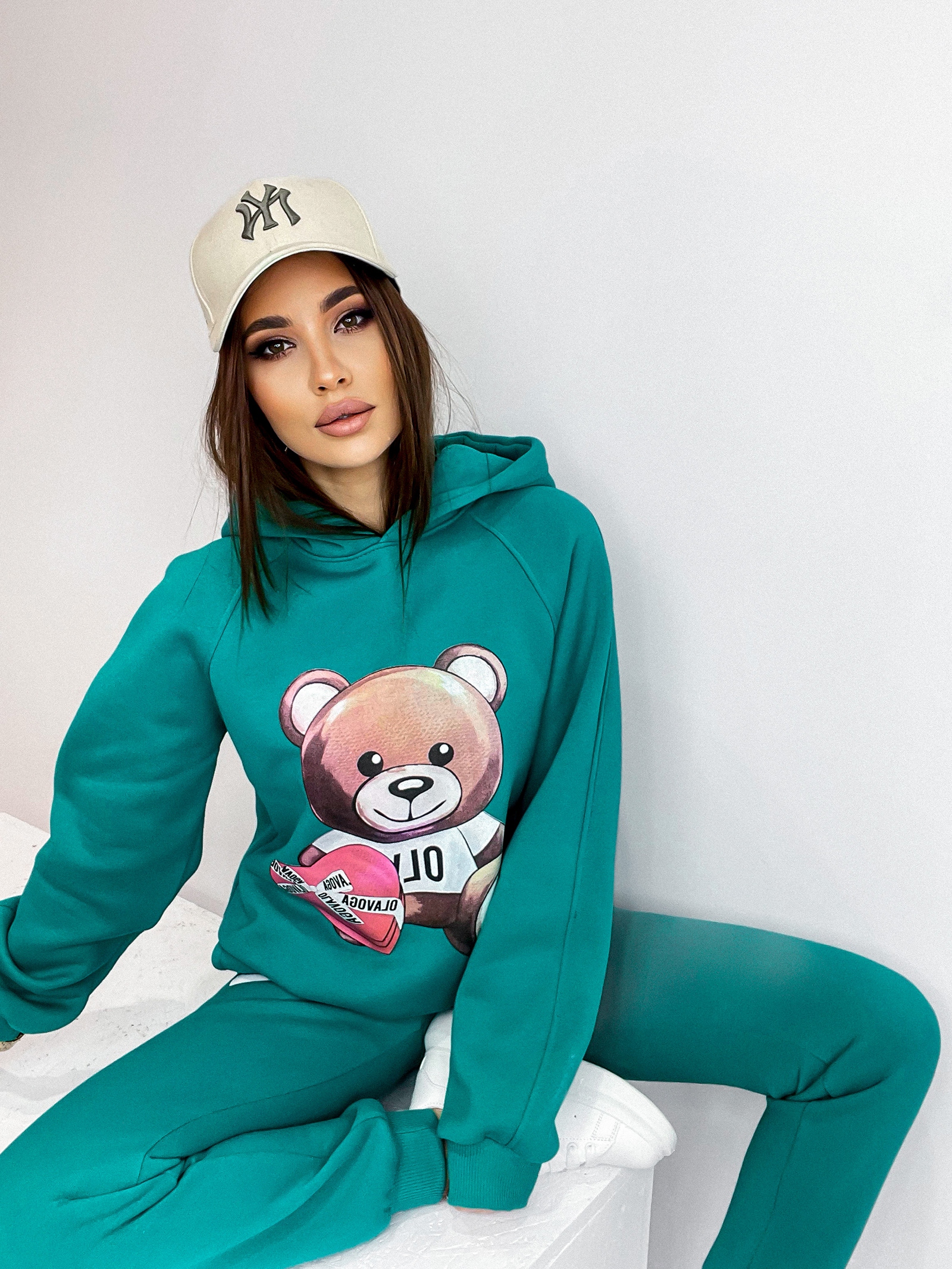 Komplet bawełniany z nadrukiem Dear miętowy Komplet bawełniany z nadrukiem Dear miętowy