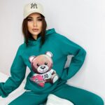 Komplet bawełniany z nadrukiem Dear miętowy