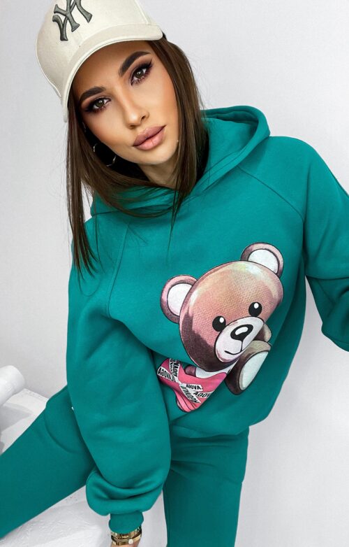 Komplet bawełniany z nadrukiem Dear miętowy