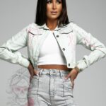 Kurtka jeansowa Splashed Jacket neonowy róż