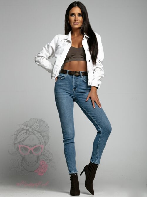 Kurtka jeansowa ażurowa Boheo biała