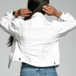 Kurtka jeansowa ażurowa Boheo biała