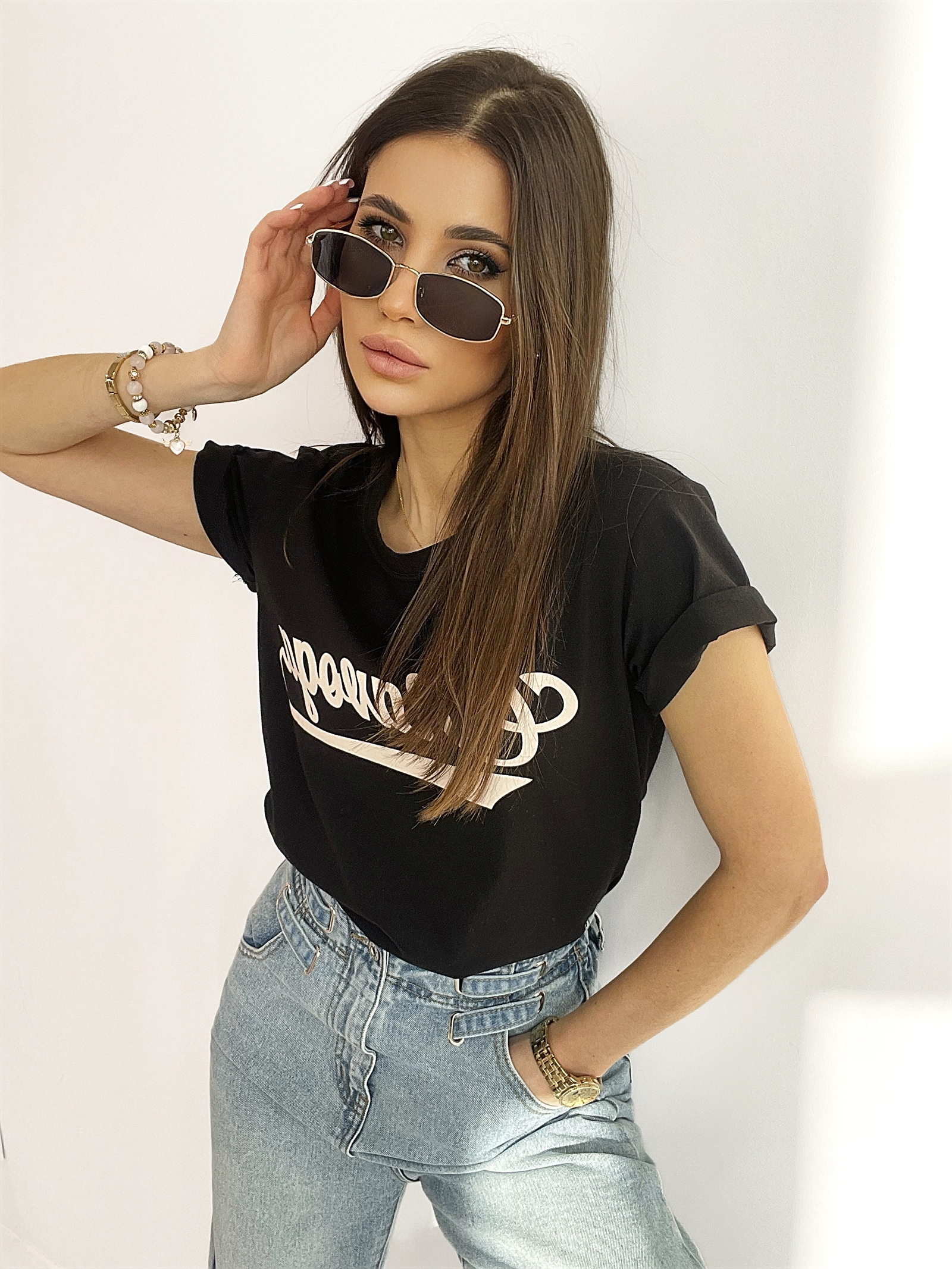 T-shirt bawełniany Lima czarny