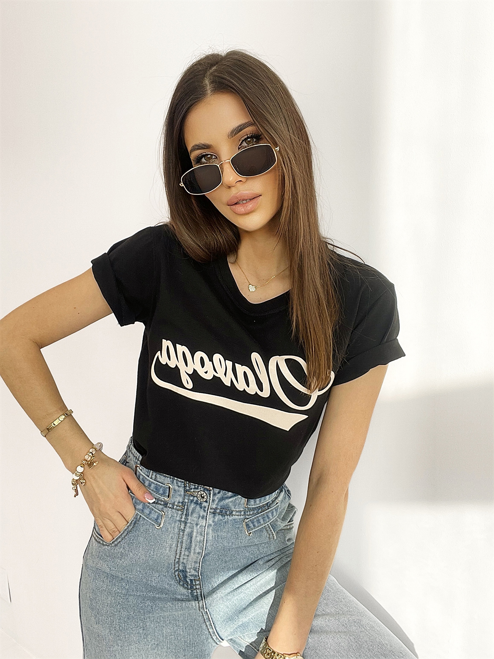 T-shirt bawełniany Lima czarny