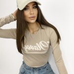 Body klasyczne z nadrukiem Amy beżowe