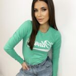 Body klasyczne z nadrukiem Amy seledynowe