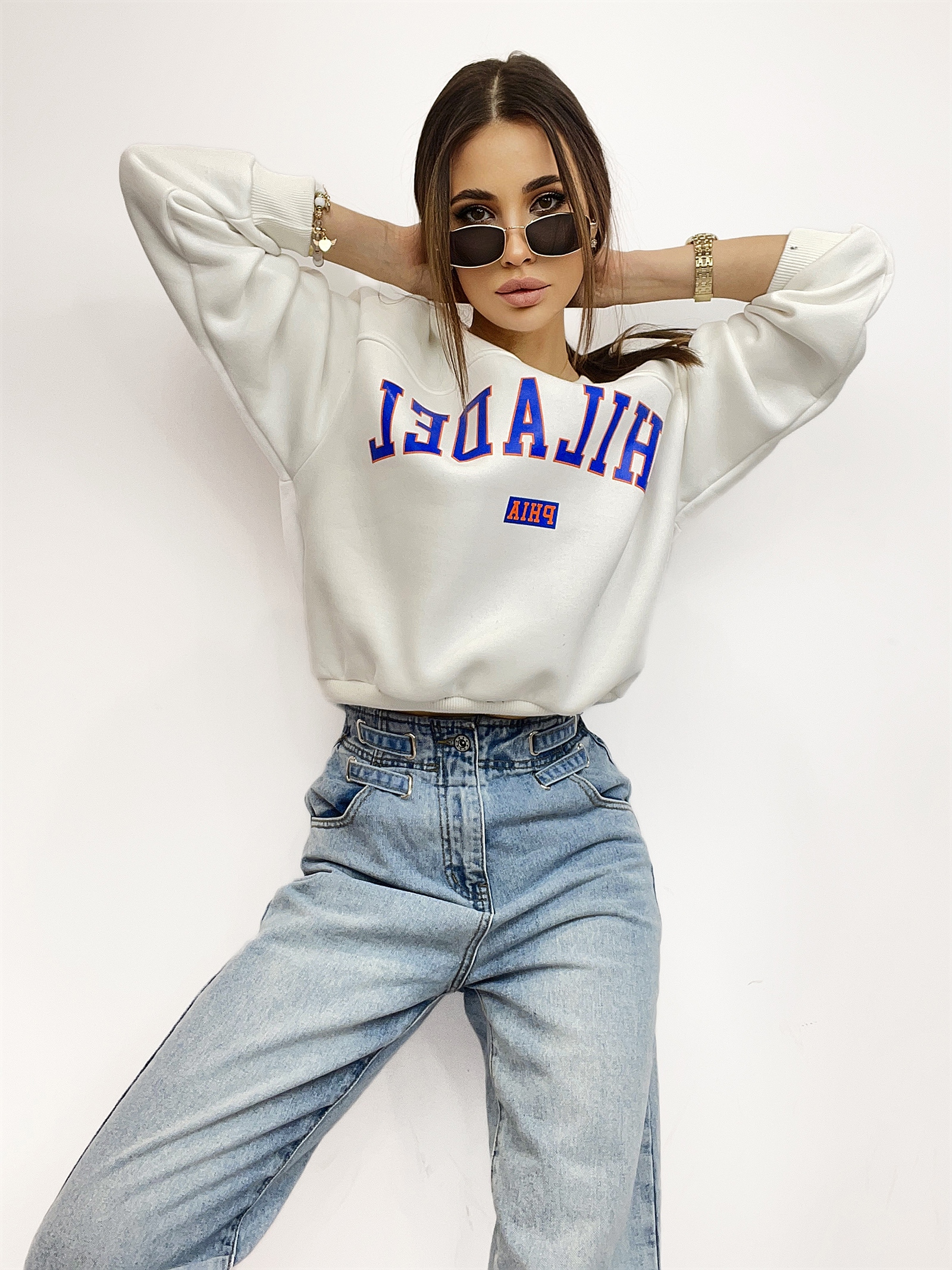 Bluza oversize z nadrukiem Ola Voga Philadel ecru