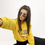 Bluza oversize z nadrukiem Ola Voga Philadel żółta