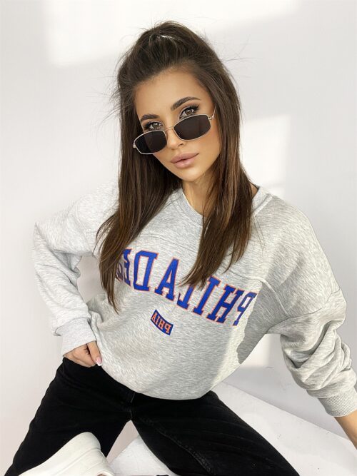 Bluza oversize z nadrukiem Ola Voga Philadel szara