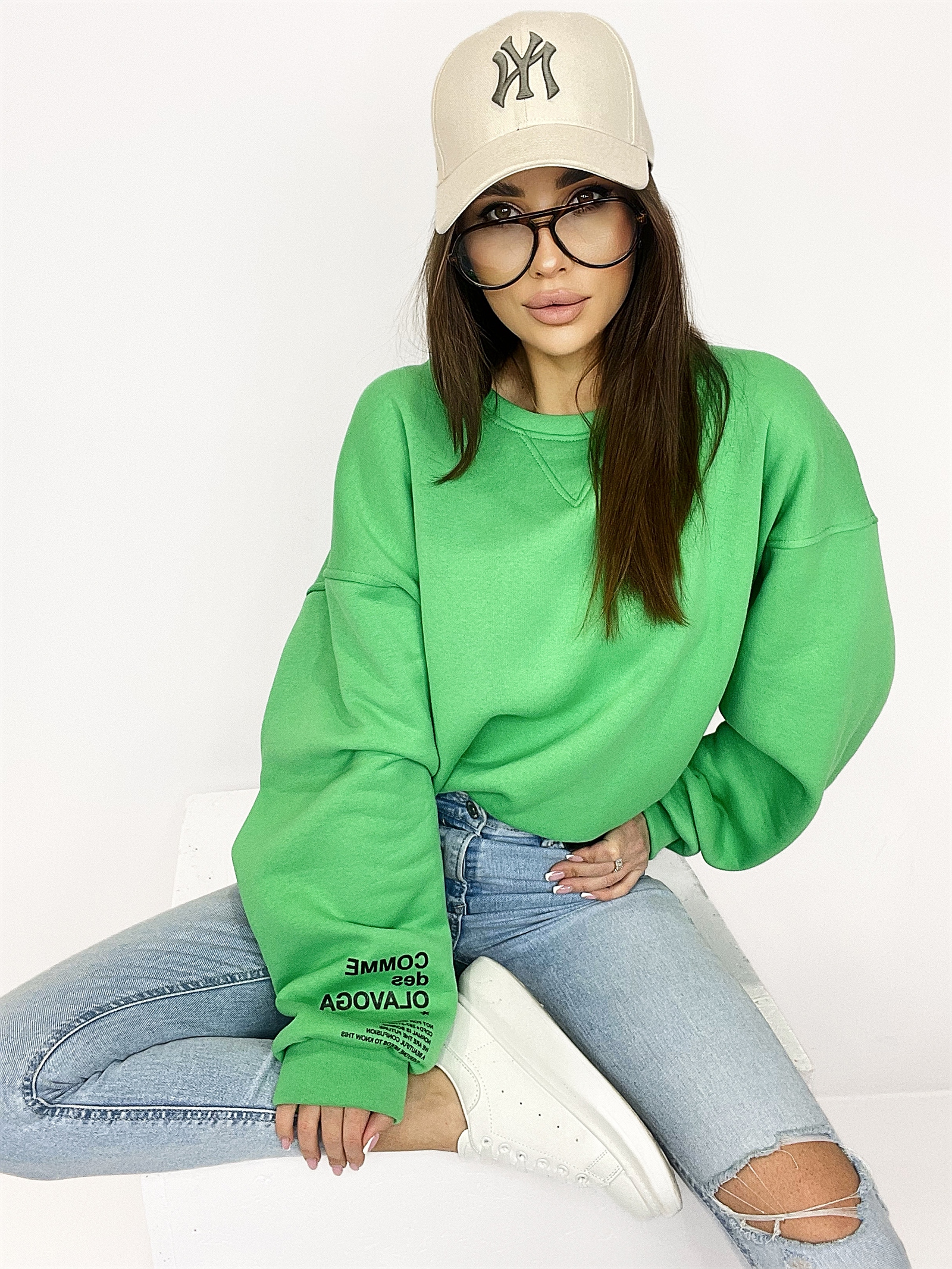 Bluza bawełnina oversize Light Colors zielona