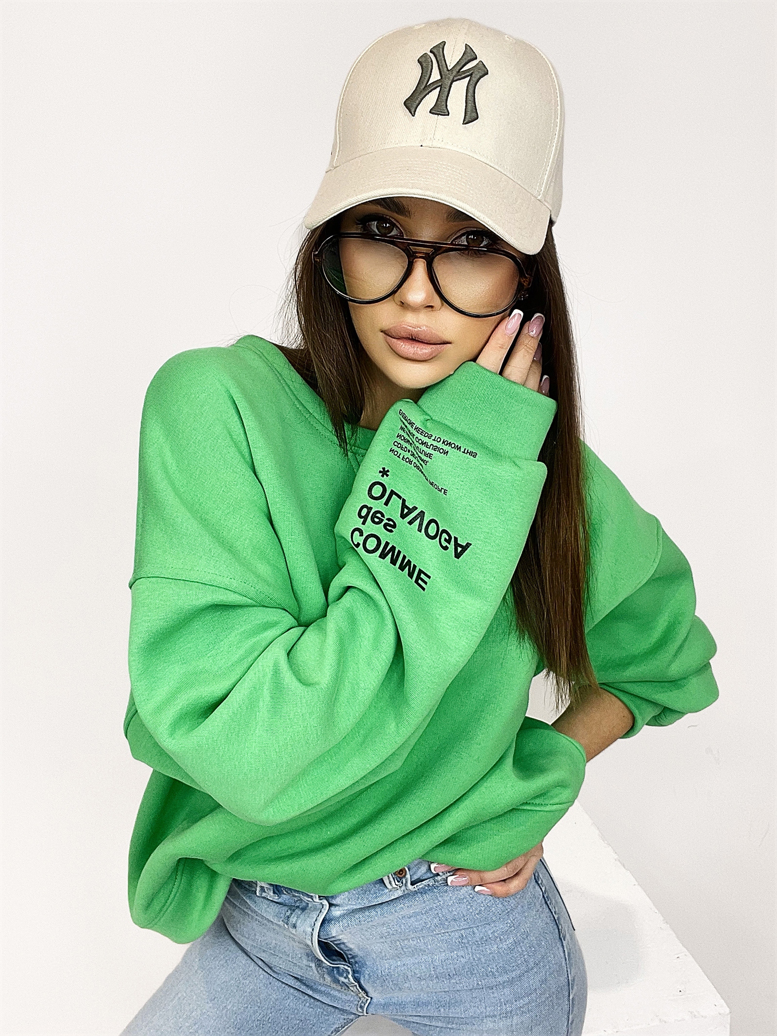 Bluza bawełnina oversize Light Colors zielona