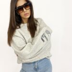 Bluza bawełnina oversize Light Colors szary melanż