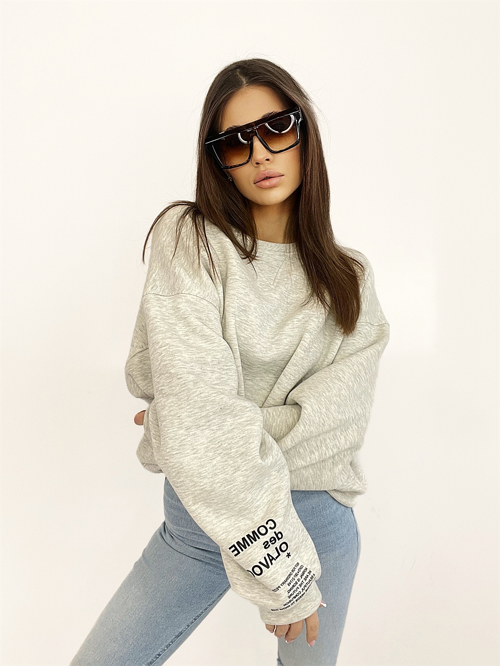 Bluza bawełnina oversize Light Colors szary melanż Bluza bawełnina oversize Light Colors szary melanż