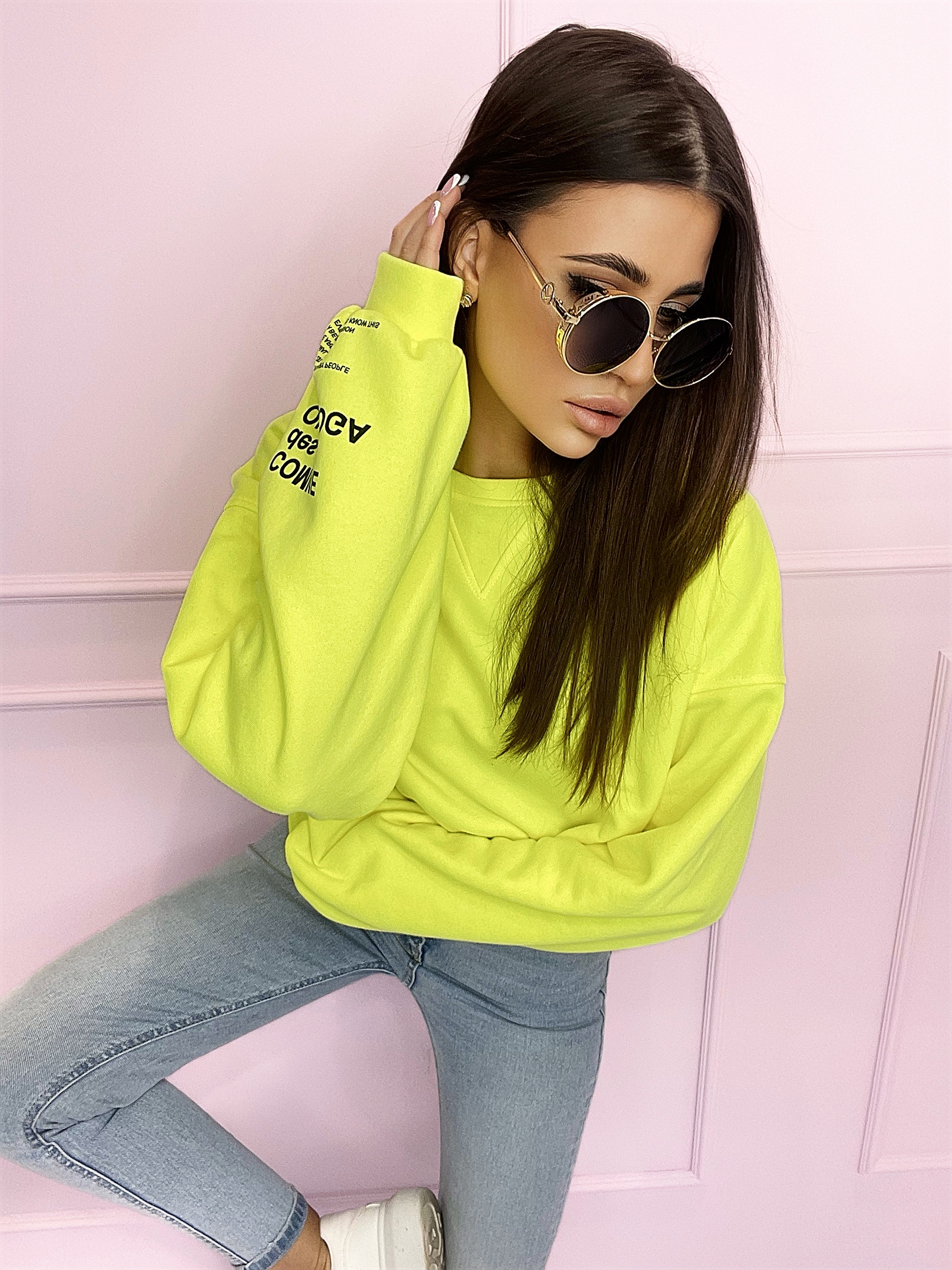 Bluza bawełnina oversize Light Colors neonowa limonka