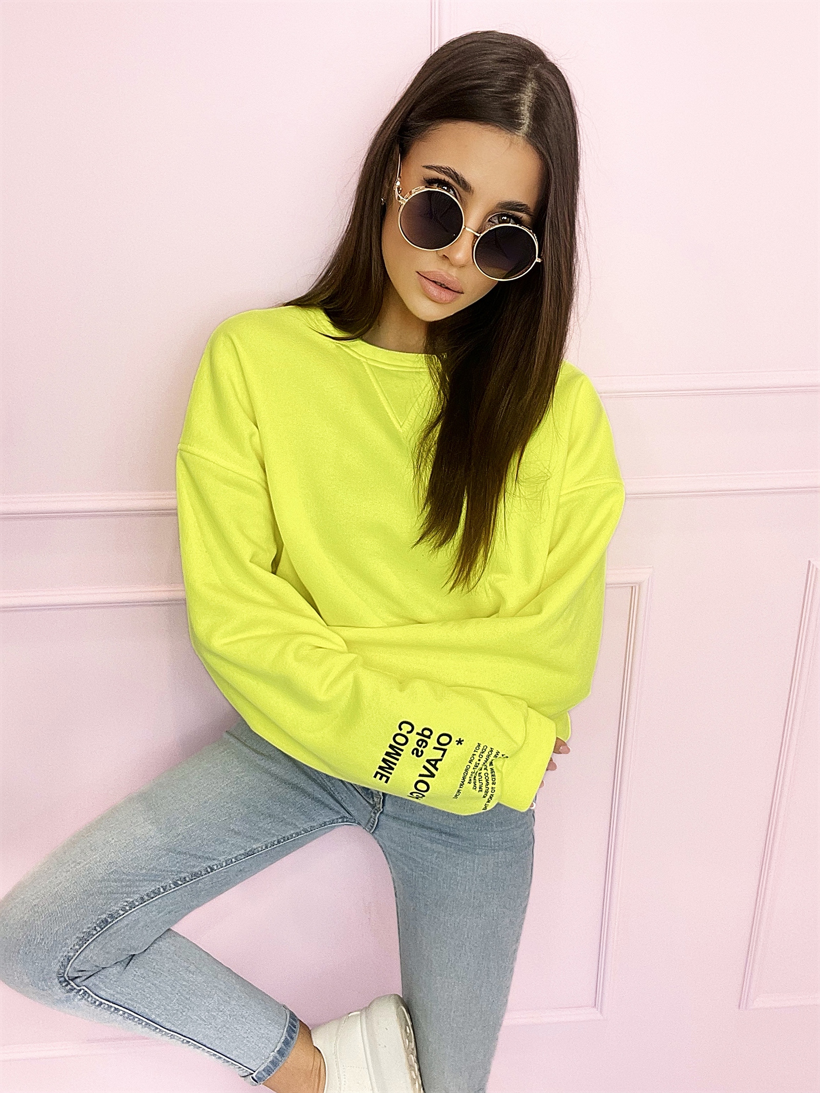 Bluza bawełnina oversize Light Colors neonowa limonka