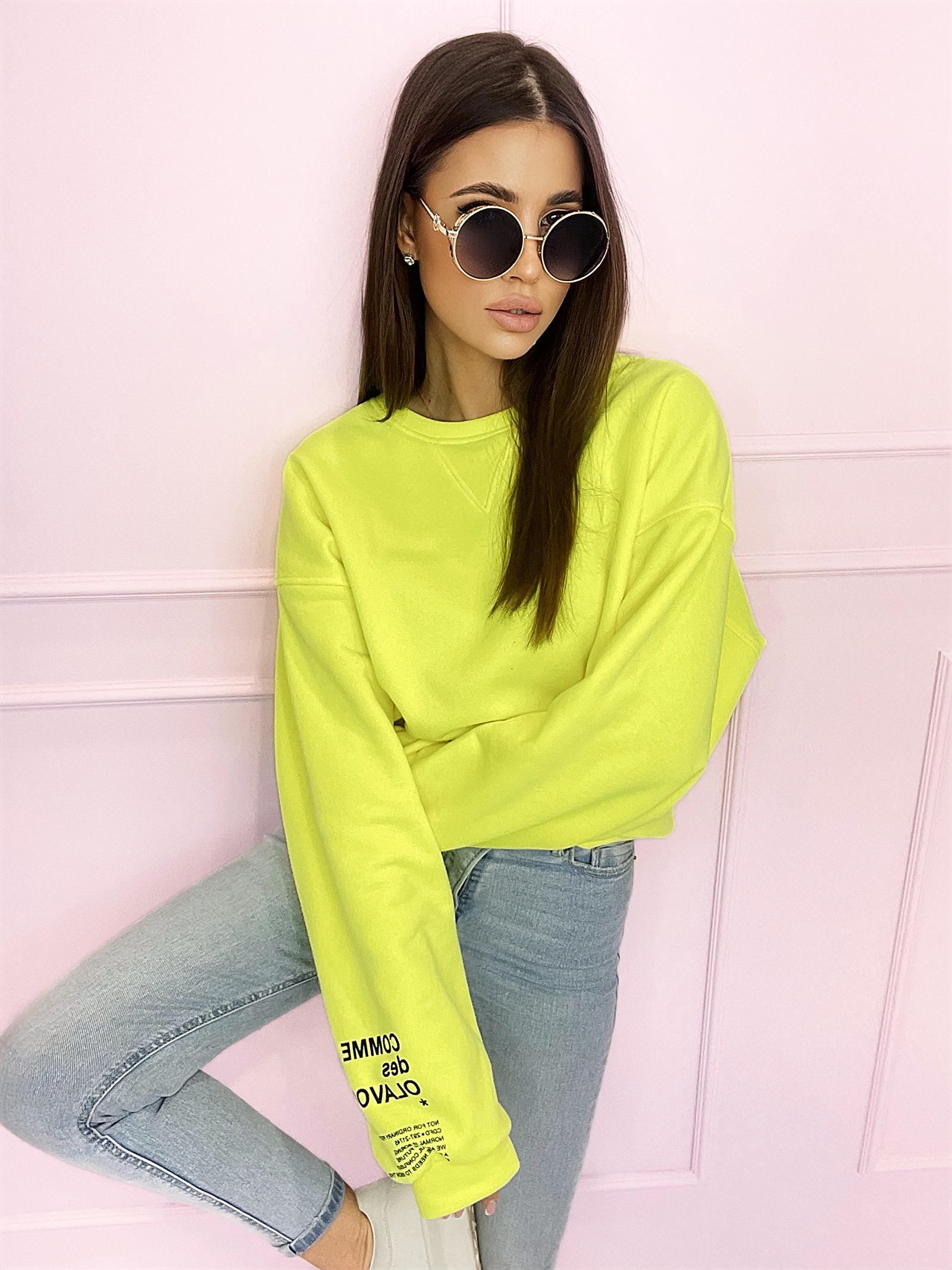 Bluza bawełnina oversize Light Colors neonowa limonka