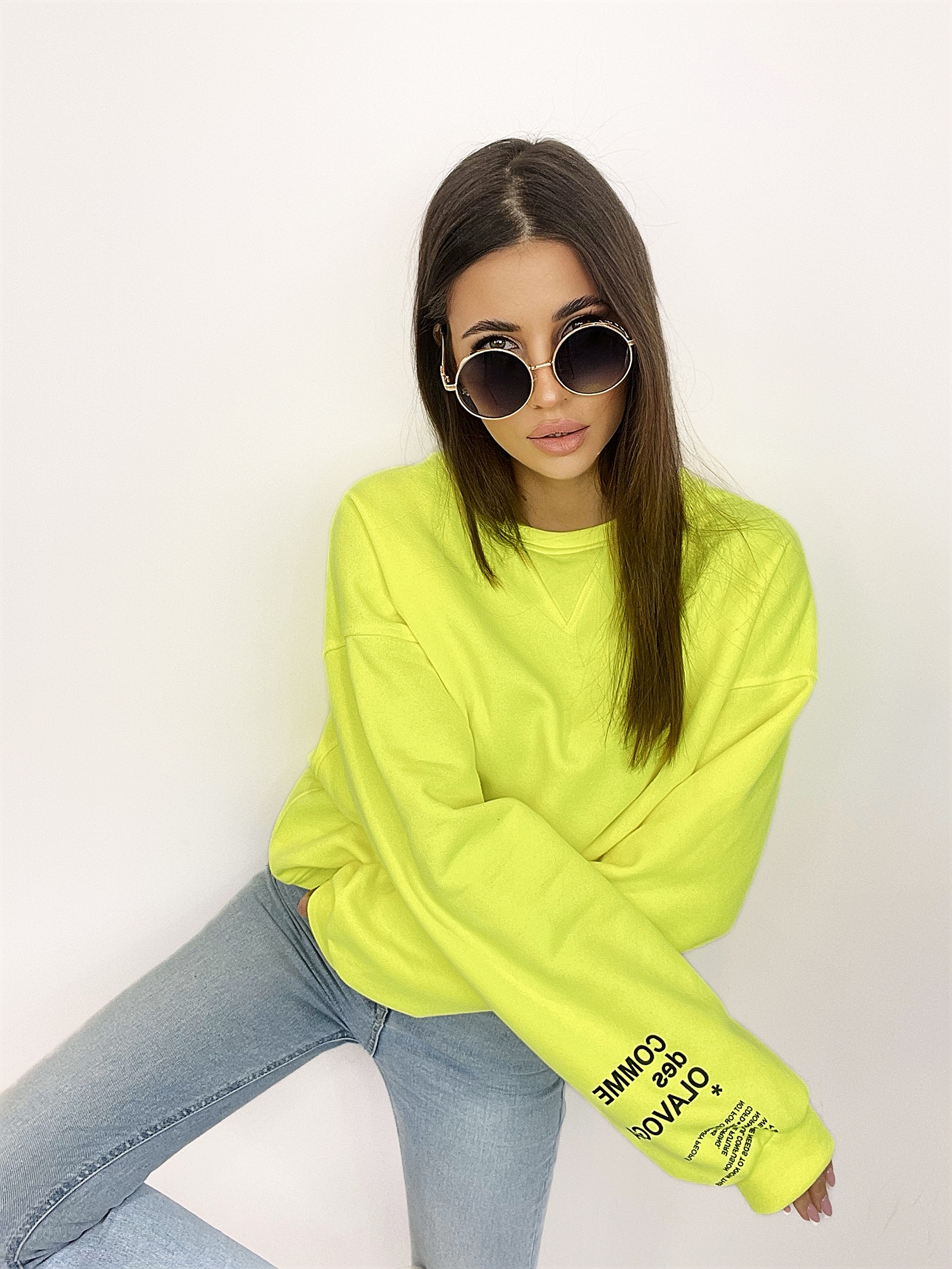 Bluza bawełnina oversize Light Colors neonowa limonka