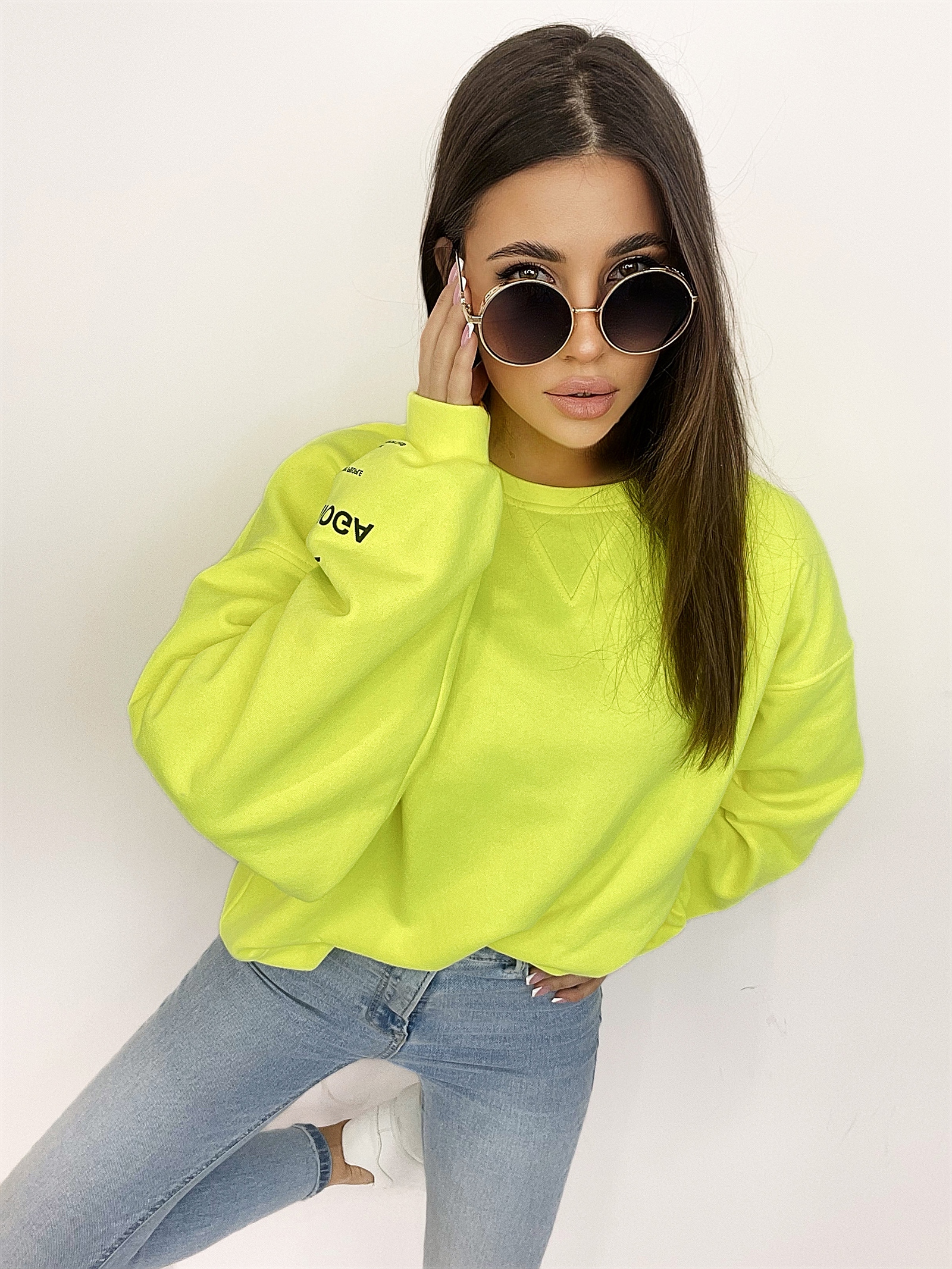 Bluza bawełnina oversize Light Colors neonowa limonka