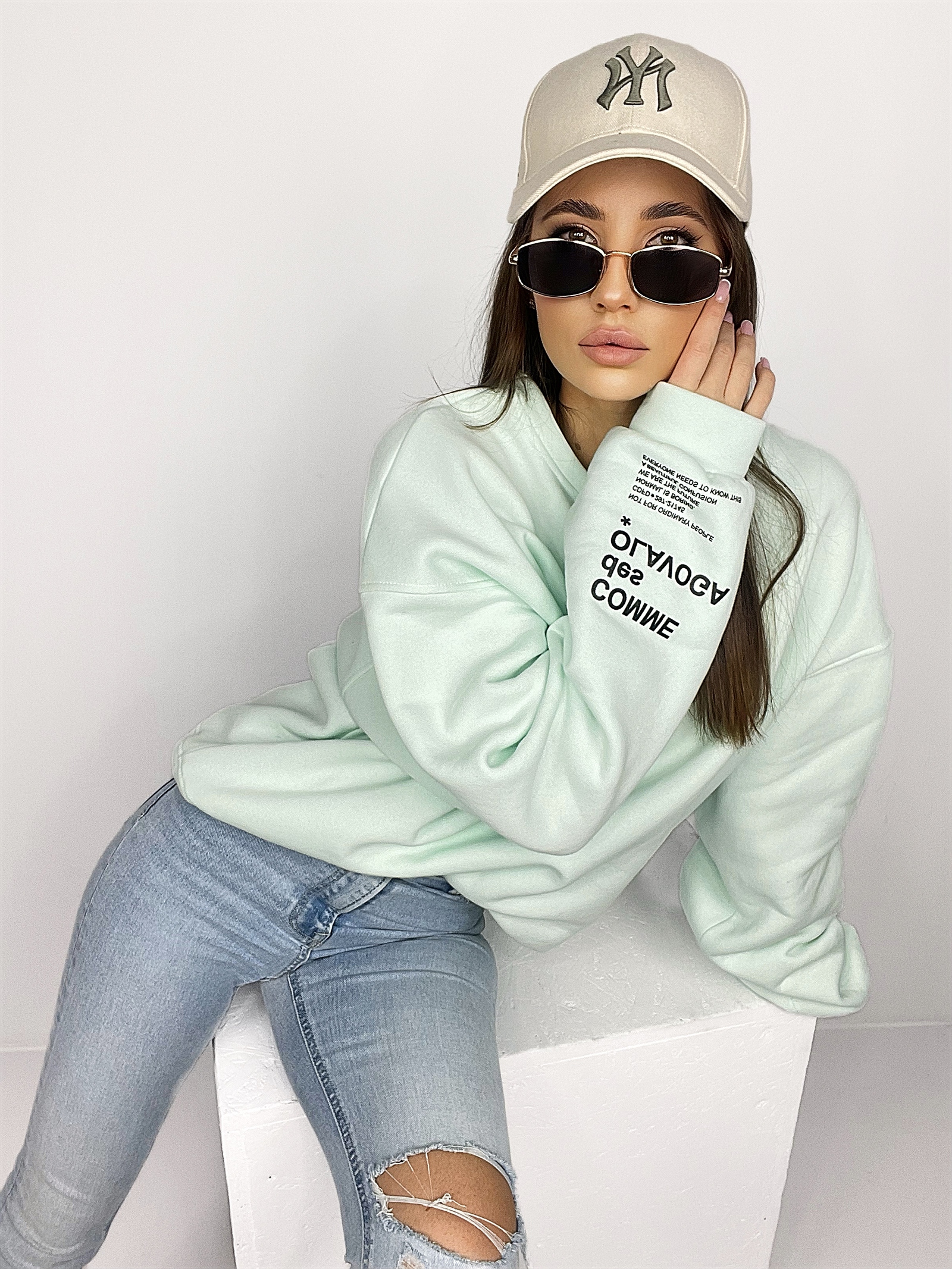 Bluza bawełnina oversize Light Colors miętowa