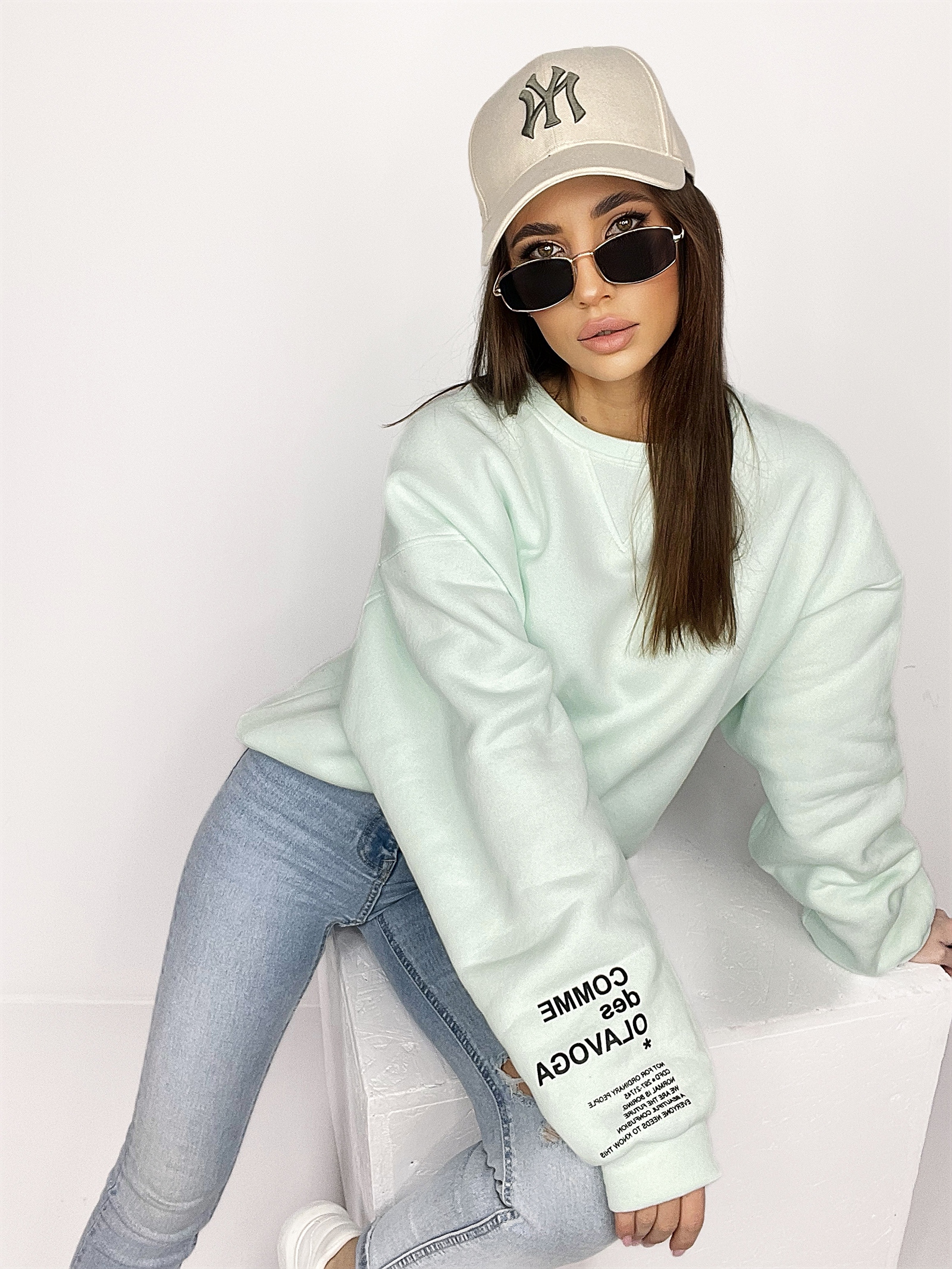 Bluza bawełnina oversize Light Colors miętowa