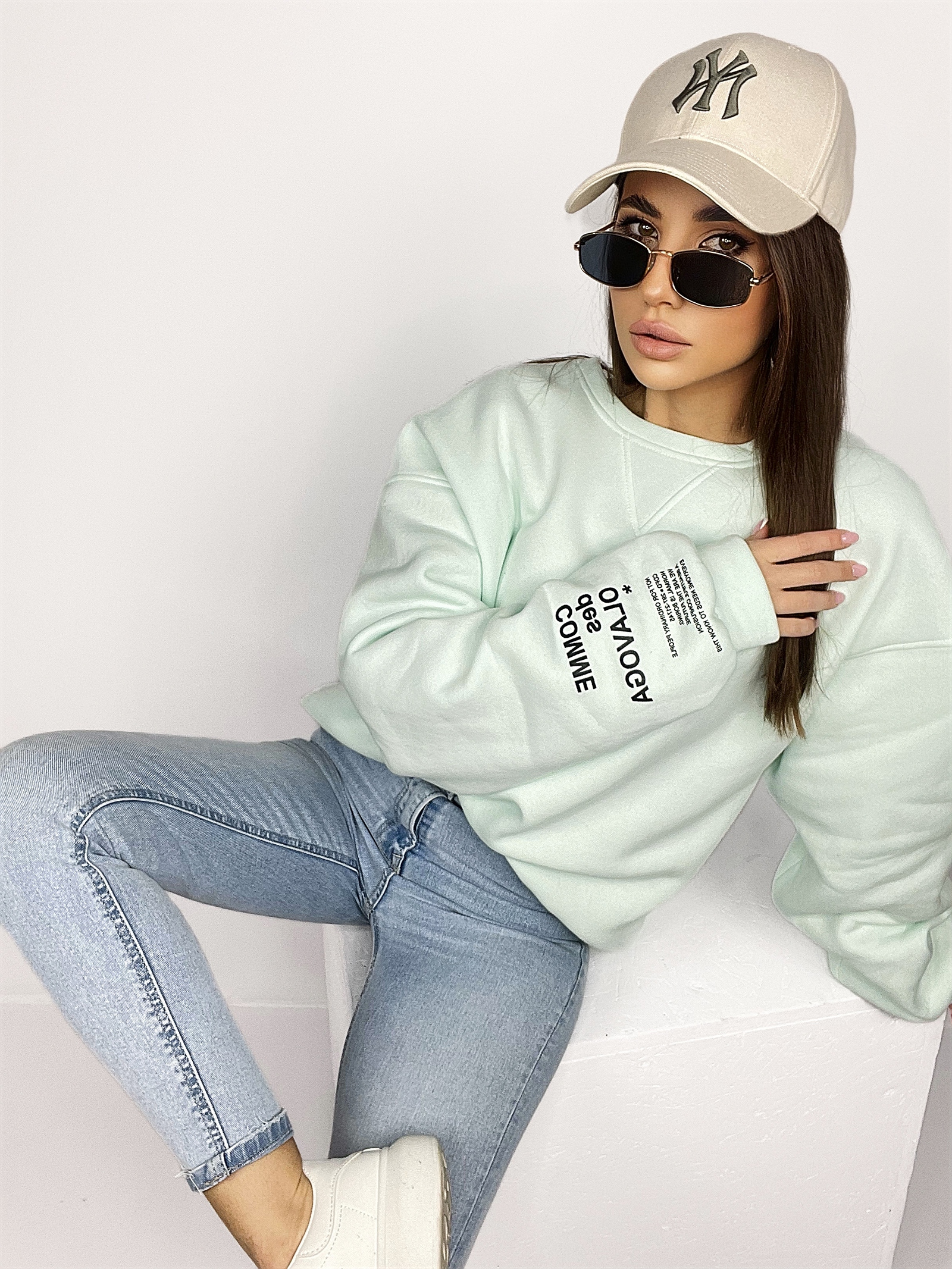 Bluza bawełnina oversize Light Colors miętowa