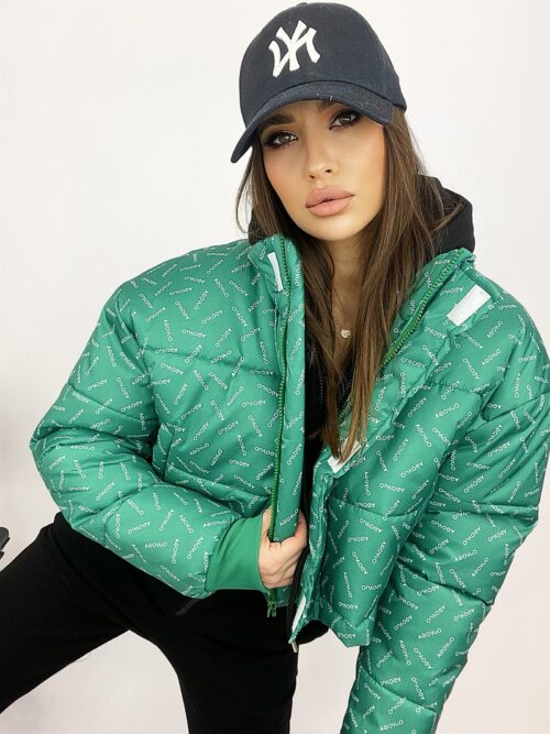 Kurtka bomberka logowana O'la Voga Print j.zielona