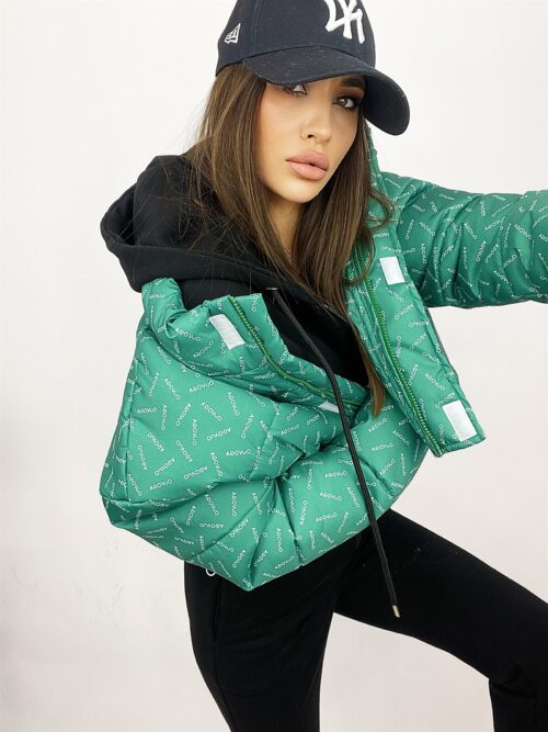 Kurtka bomberka logowana O'la Voga Print j.zielona