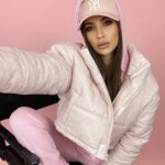 Kurtka bomberka logowana O'la Voga Print pudrowa